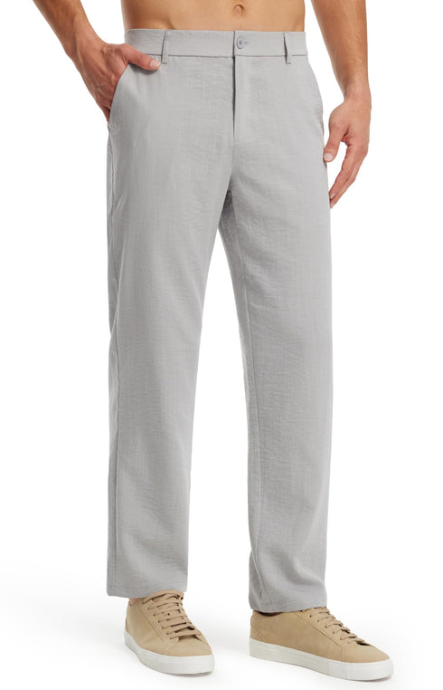 Libin Mens Imitation Linen Pants Beach Pants Lightweight Pants Casual Lounge Travel Pants Light Gray 34W x 30L