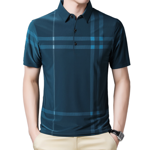 Men's Short Sleeve Plaid Polo Shirt - Casual Summer Wear