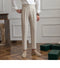 Mid-High Waist Straight Cropped British Pants