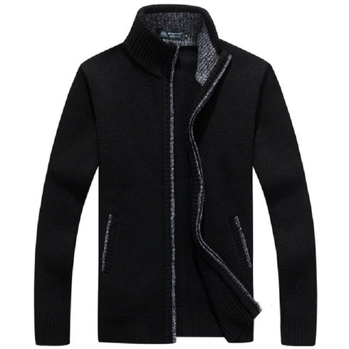Men's Thick Knitted Fleece Cardigan Sweater Coat