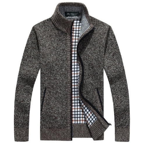 Men's Thick Knitted Fleece Cardigan Sweater Coat