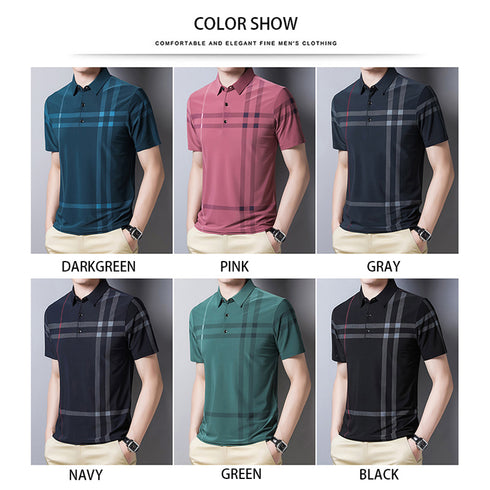 Men's Short Sleeve Plaid Polo Shirt - Casual Summer Wear