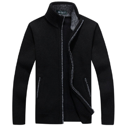 Men's Thick Knitted Fleece Cardigan Sweater Coat