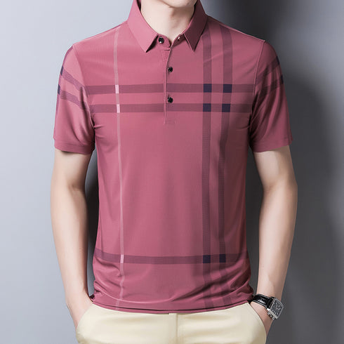 Men's Short Sleeve Plaid Polo Shirt - Casual Summer Wear