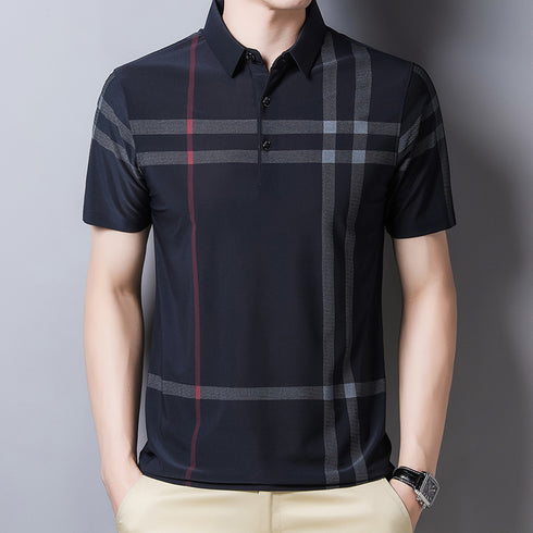 Men's Short Sleeve Plaid Polo Shirt - Casual Summer Wear