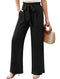 IWH Flowy Work Pants for Women Wide Leg Palazzo for Women Casual Dress Pants Paperbag Trousers Pants with Pleated Loose Summer Pants(BlackMedium)