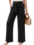IWH Flowy Work Pants for Women Wide Leg Palazzo for Women Casual Dress Pants Paperbag Trousers Pants with Pleated Loose Summer Pants(BlackMedium)