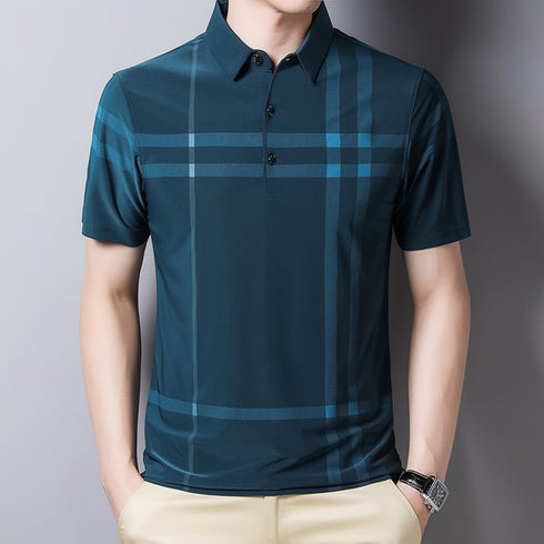 Men's Short Sleeve Plaid Polo Shirt - Casual Summer Wear