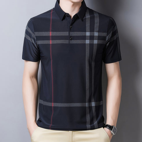 Men's Short Sleeve Plaid Polo Shirt - Casual Summer Wear