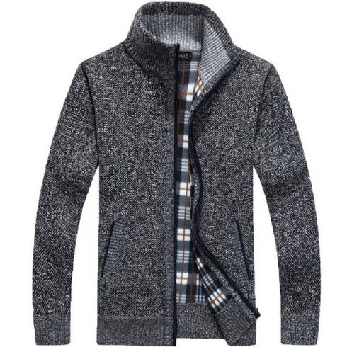 Men's Thick Knitted Fleece Cardigan Sweater Coat