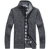 Men's Thick Knitted Fleece Cardigan Sweater Coat